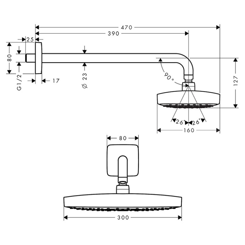 Верхній душ Raindance Select E HansGrohe  (27385400)