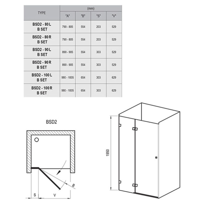 Душові двері BSD 2-100 A-R Ravak  (0UPAAA00Z1)