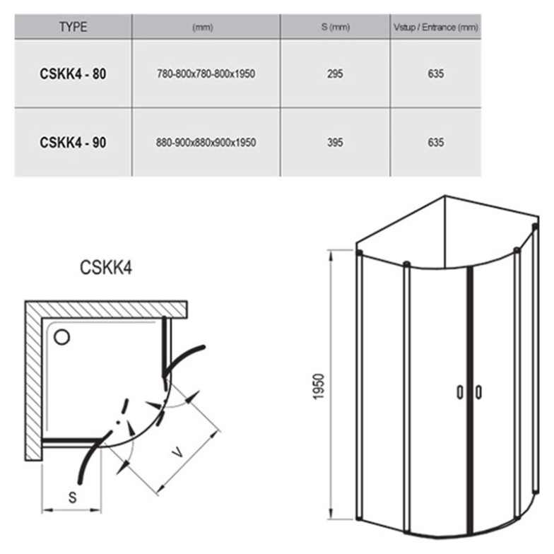 Душова штора CSKK 4-90 Ravak  (3Q170100Z1)