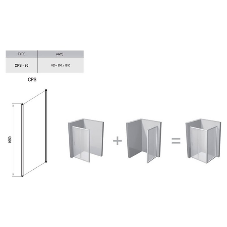 Душова стінка CPS-90 Transparent + сатиновий Ravak  (9QV70U00Z1)