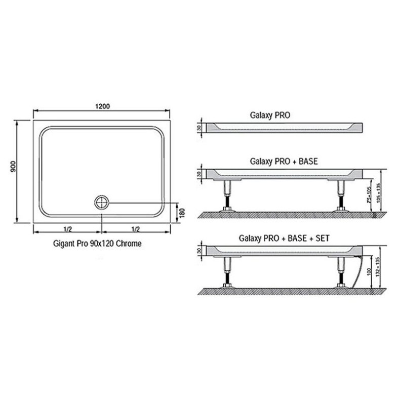 Піддон Gigant Pro 80x120 Chrome Ravak  (XA04G401010)