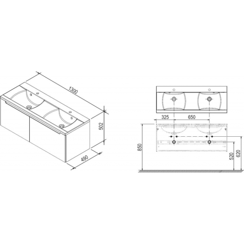 Шафка SD Classic 130 під раковину, білий Ravak  (X000000422)