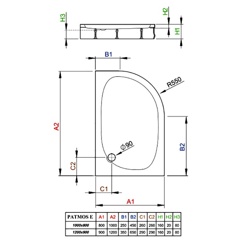 Піддон Patmos E 120x90 R Radaway  (4P91217-03R)