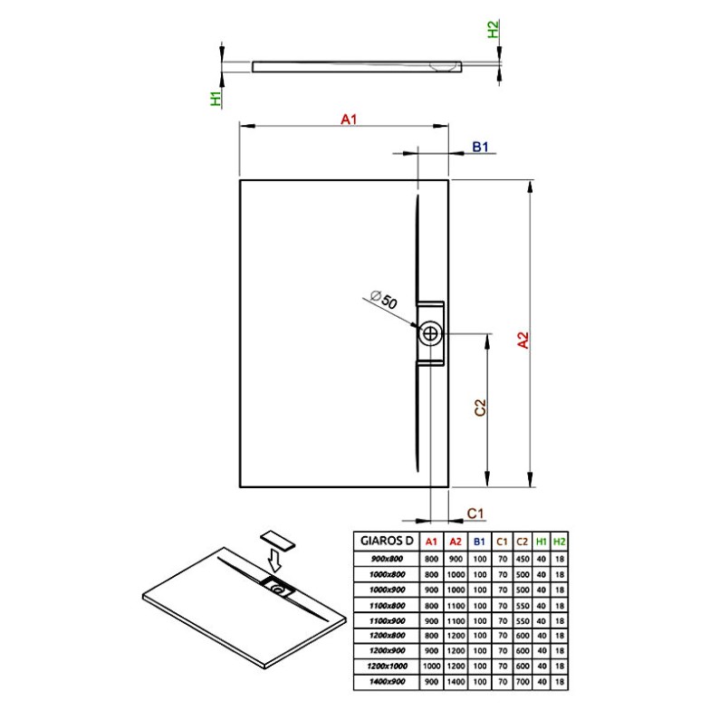 Піддон Giaros D 100x90 Radaway  (MKGD1090-03)