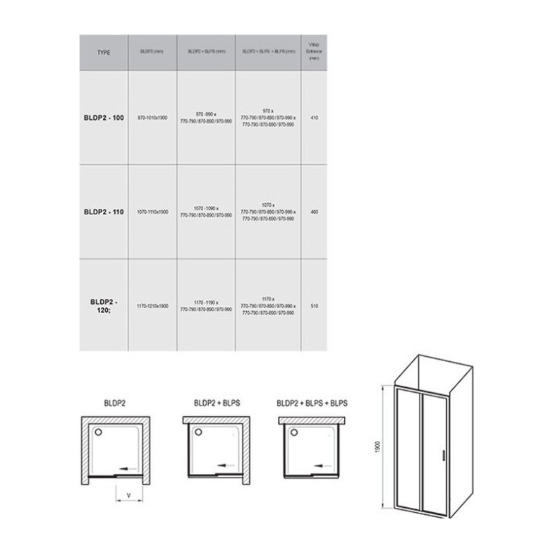 Душові двері BLDP 2-110 Ravak  (0PVD0C00Z1)