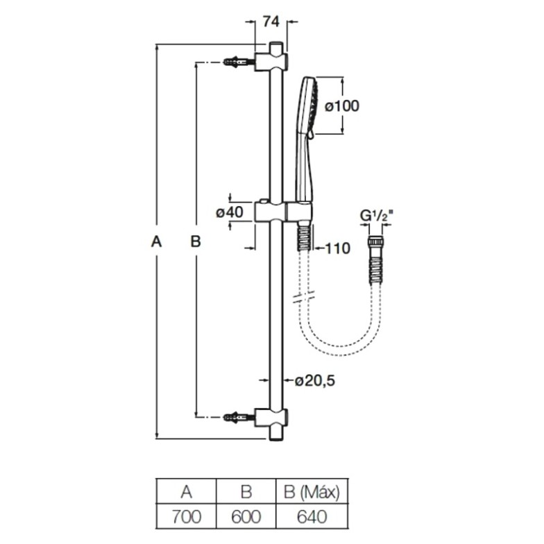 Душовий комплект Stella зі штангою Roca  (A5B1D03C00)