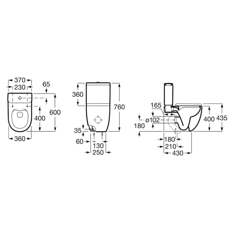 Чаша унітаза Meridian Rimless пристінна Roca  (A34224L000)