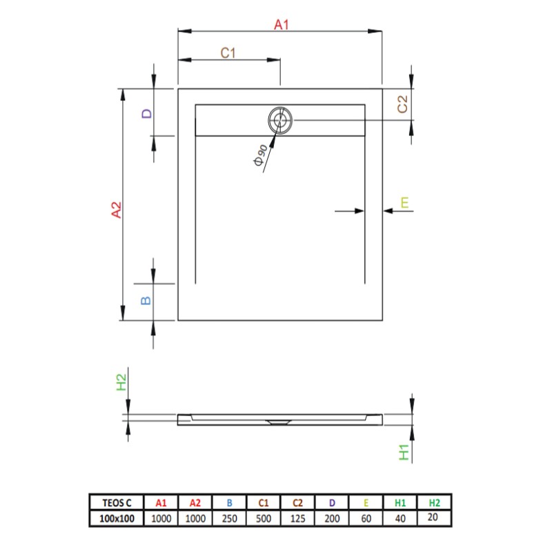 Піддон Teos C 100x100 Radaway  (HTC100100-04)