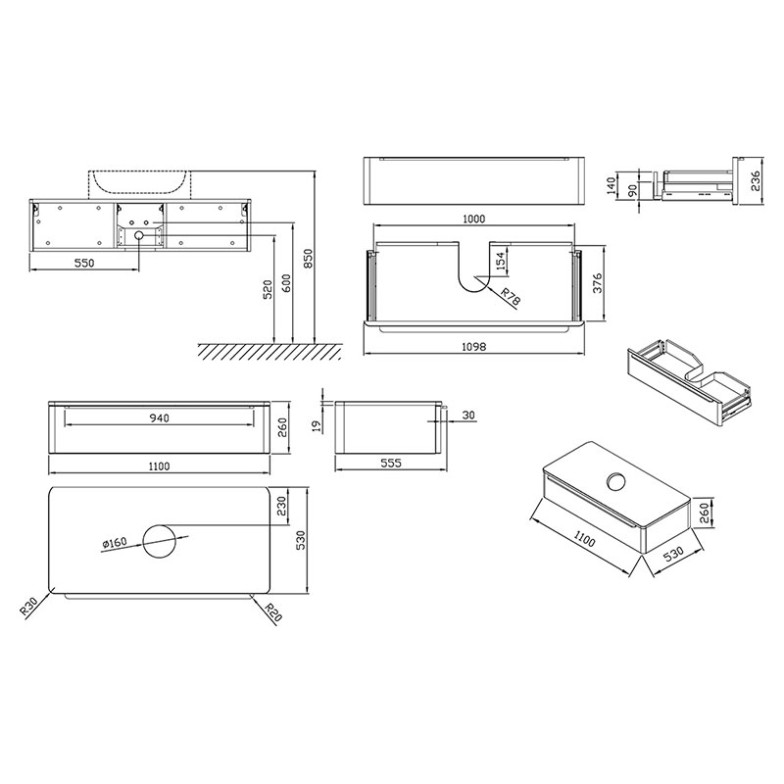 Шафка для раковини SD Freedom 110 дуб Ravak  (X000001083)