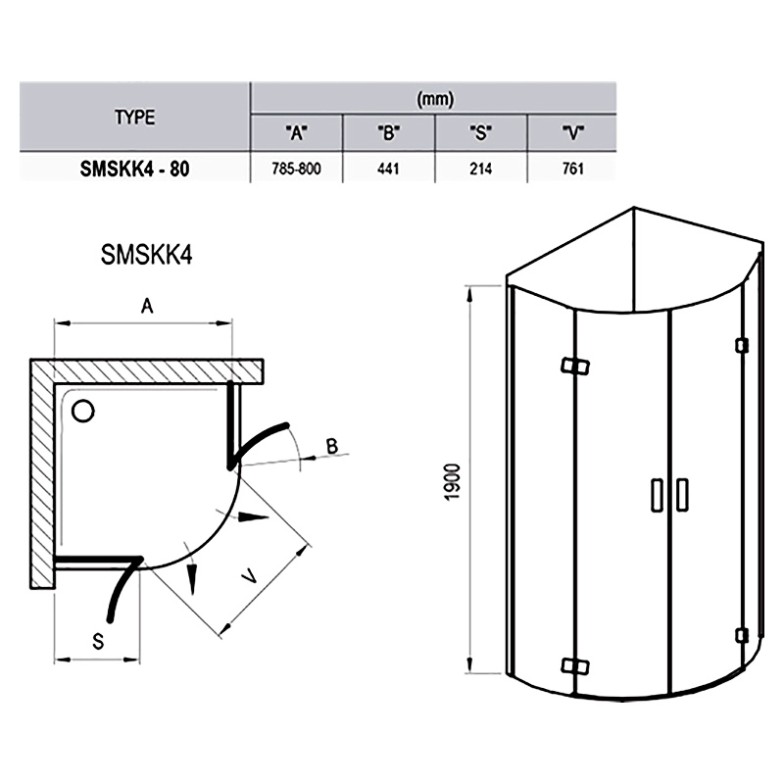 Душова штора SMSKK 4-80 Transparent Ravak  (3S244A00Y1)