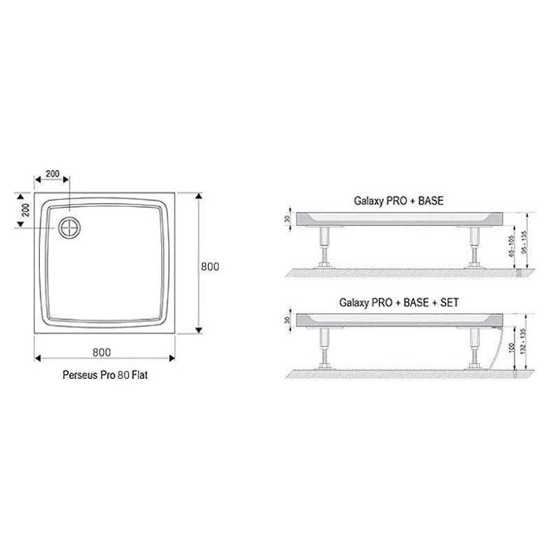 Піддон Perseus 80x80 Pro Flat Ravak  (XA034411010)