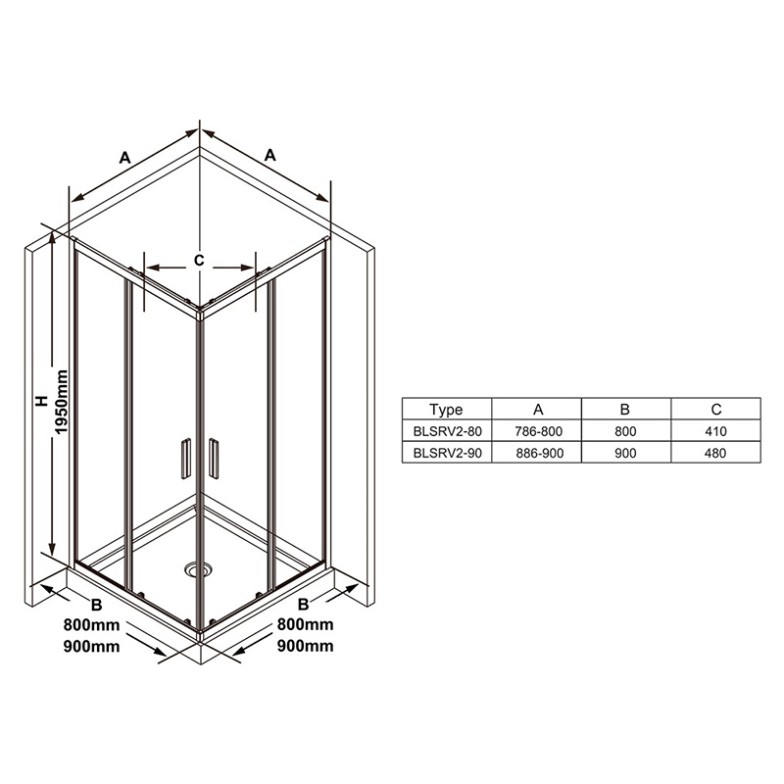 Душова штора Blix Slim BLSRV2 90 Transparent Ravak  (X1LM70C00Z1)