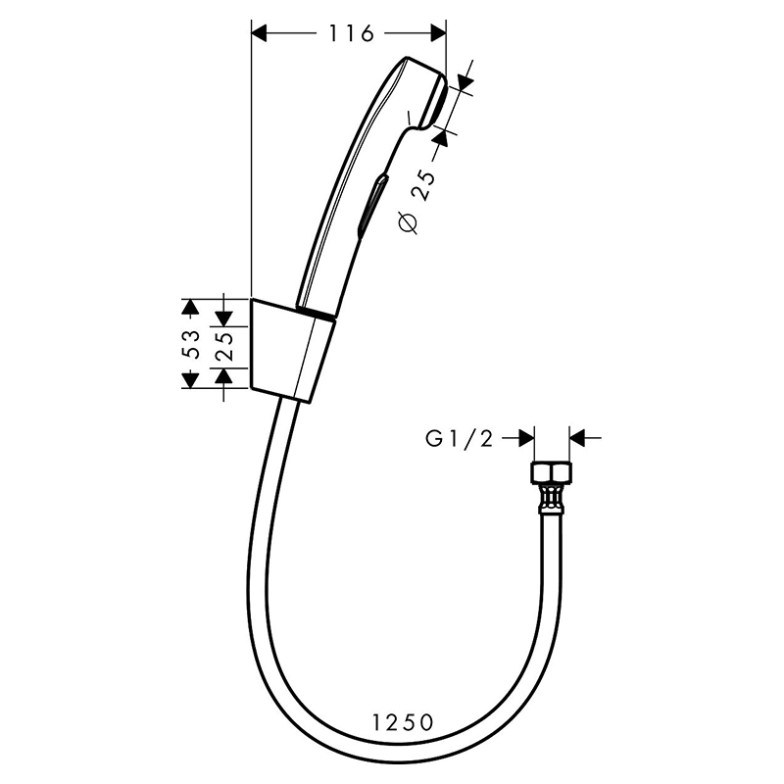 Душ гігієнічний з кріпленням і шлангом HansGrohe  (32129000)