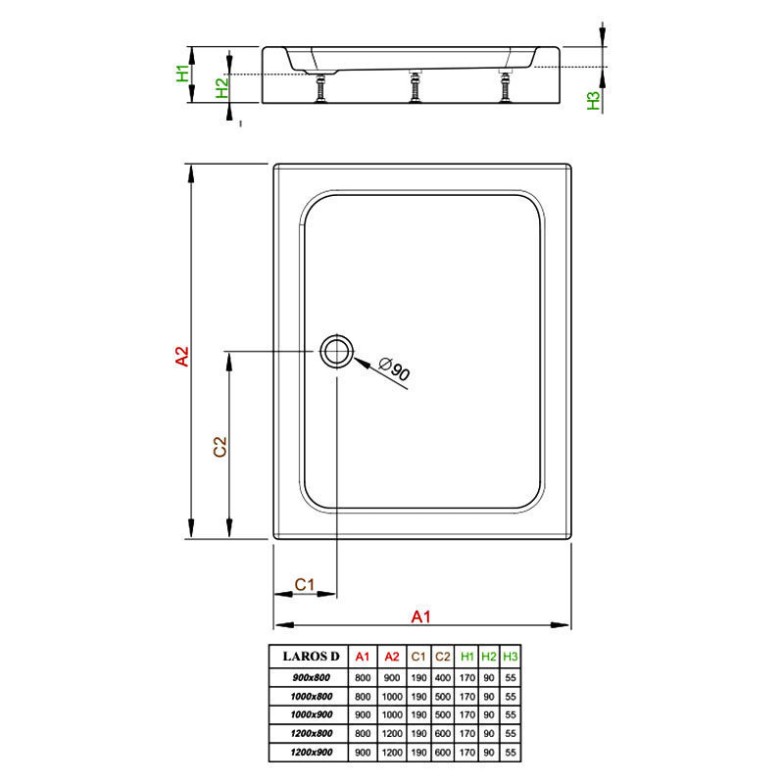 Піддон Laros Compact D 120x80 з ніжками і панеллю Radaway  (SLD81217-01)
