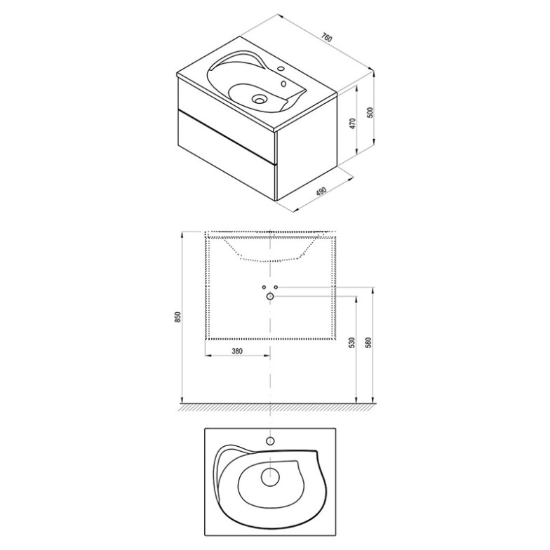 Шафка для раковини SD Rosa II 76 Ravak  (X000001295)