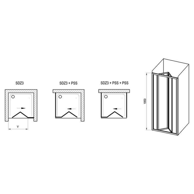 Душові двері SDZ 3-90 Pearl+білий Ravak  (02V701O211)