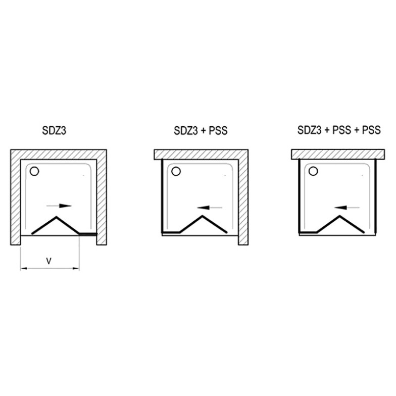Душові двері SDZ 3-80 Pearl+білий Ravak  (02V401O211)
