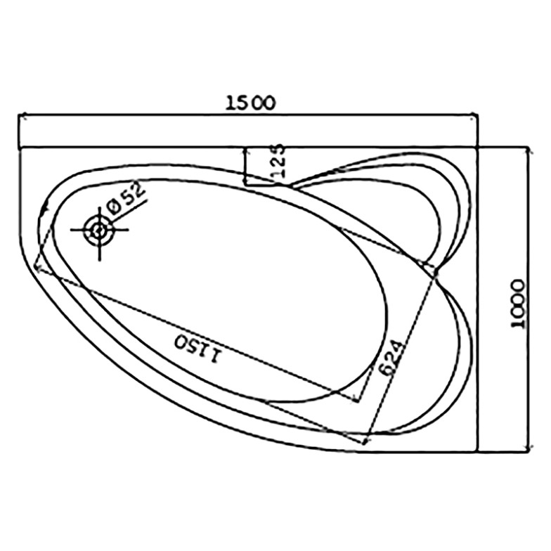 Ванна Supero 150x100 з ніжками отвір зливу зліва Kolo  (5536000)