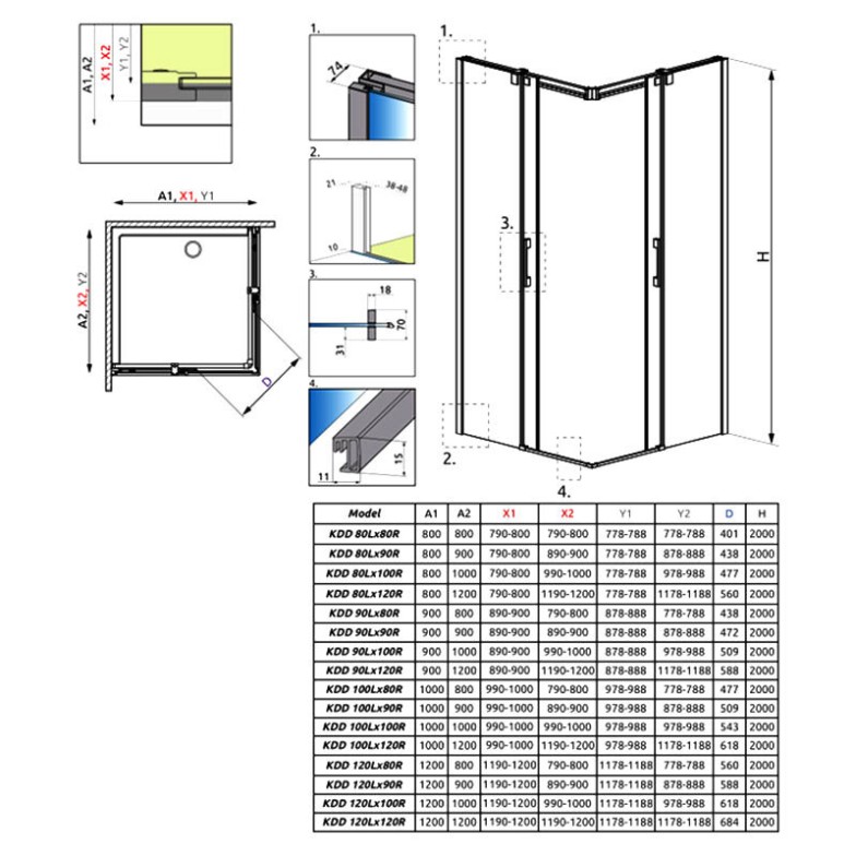 Душові двері Espera KDD 100 R Radaway  (380152-01R)