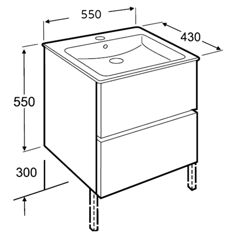 Тумба і раковина Cube 55 Roca  (A85119A806)