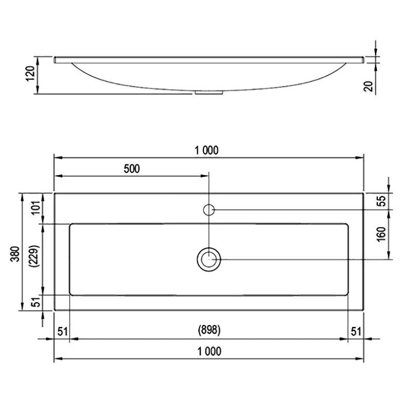 Раковина Clear 100 меблева Ravak  (XJJ01110000)