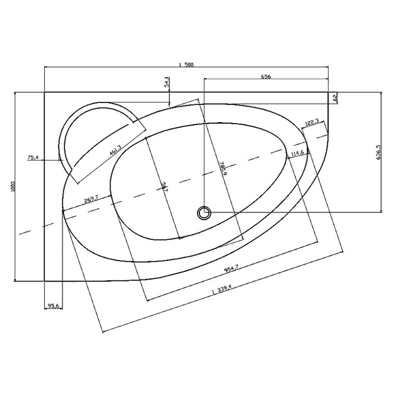 Ванна Asymmetric II 150x100 права Ravak  (CB41000000)