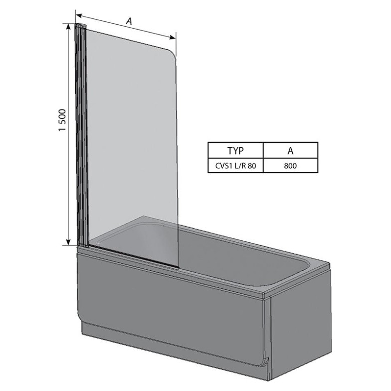 Штора для ванни CVS 1-80 L Transparent Ravak  (7QL40C00Z1)