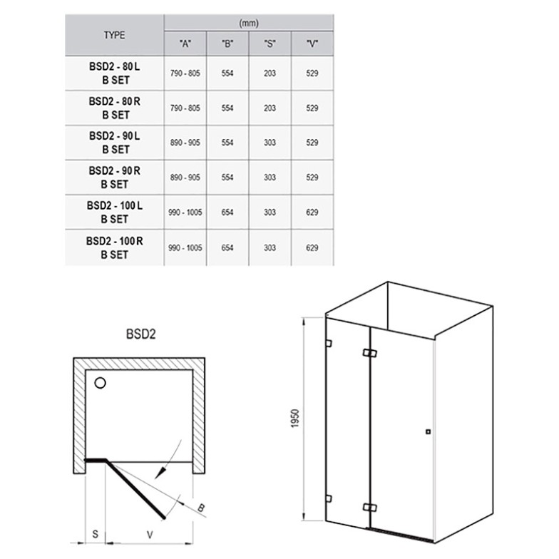 Душові двері BSD 2-90 A-R Ravak  (0UP7AA00Z1)