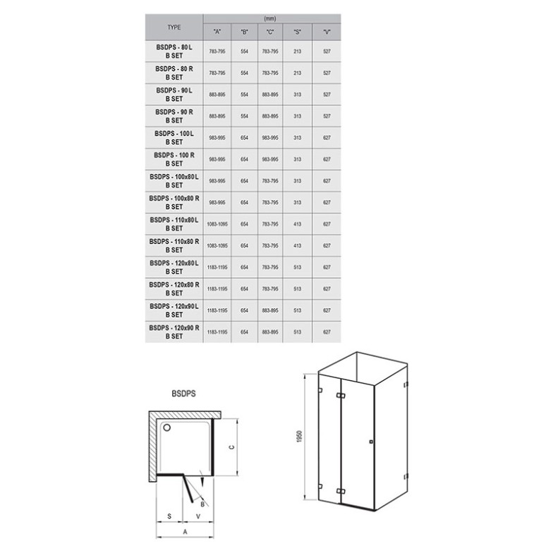 Душові двері BSDPS-120/80 R Ravak  (0UPG4A00Z1)