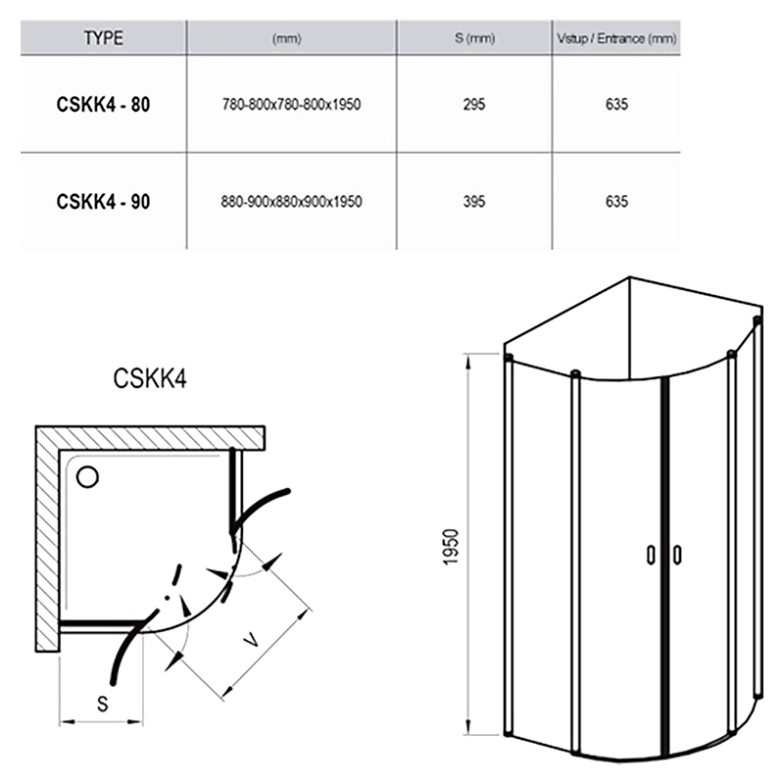 Душова штора CSKK 4-90 Ravak  (3Q170C00Z1)