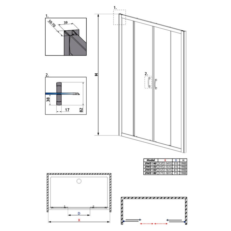 Душові двері Premium Plus DWD 160 Radaway  (33363-01-01N)