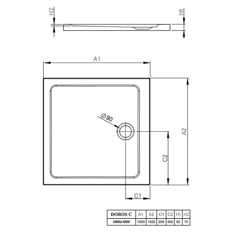 Піддон Doros Plus C 100x100 Radaway  (SDRPC1010-01)