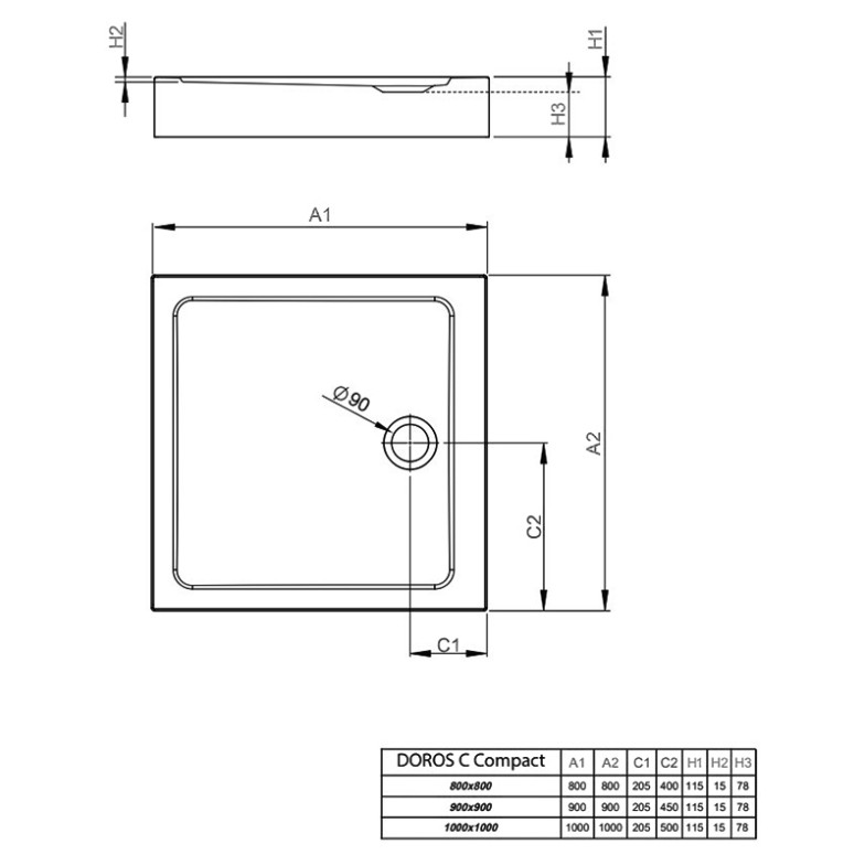 Піддон Doros C Compact 100x100 з ніжками Radaway  (SDRC1010-05)