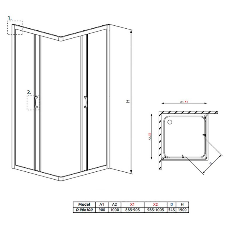 Душова штора Premium Plus D 90x100 Radaway  (30436-01-01N)