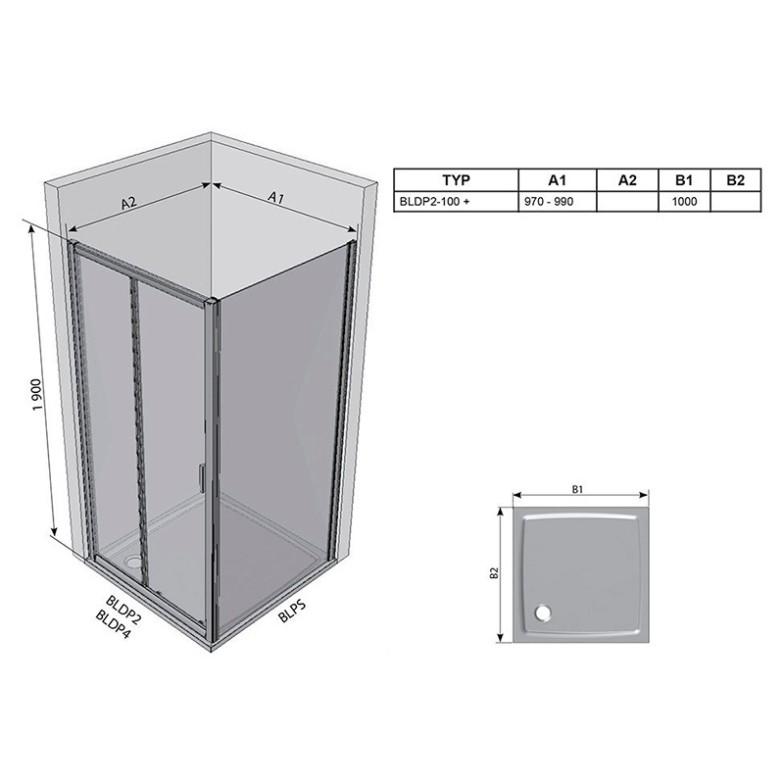 Душові двері BLDP 2-100 Grape Ravak  (0PVA0C00ZG)