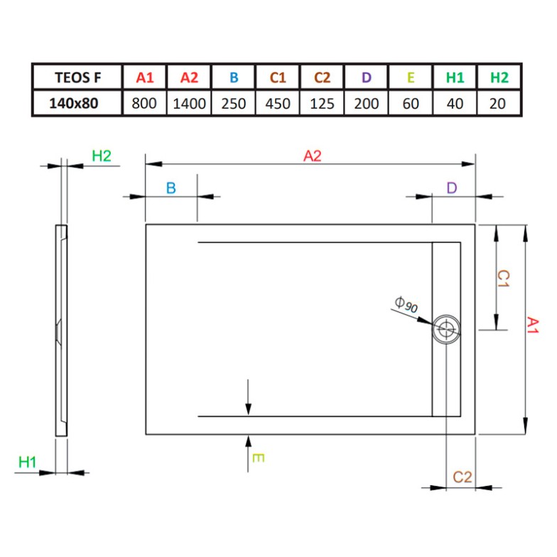 Піддон Teos F 140x80 Radaway  (HTF14080-54)