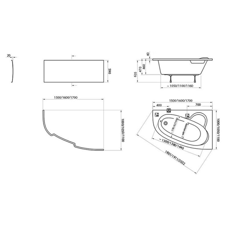 Акрилова ванна Asymmetric 150x100 права Ravak  (C451000000)