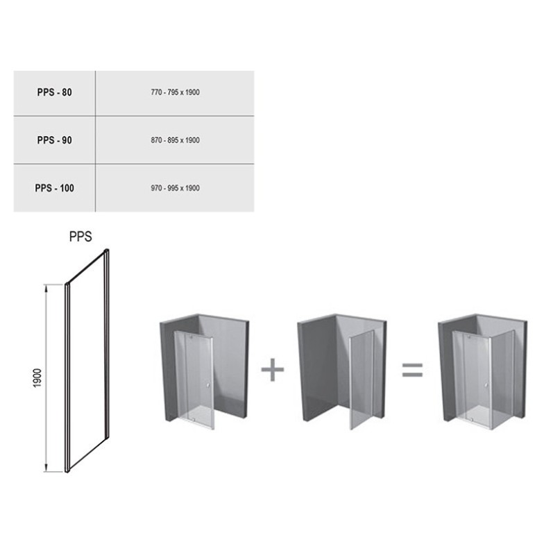 Душова стінка PPS-80 Transparent + чорний Ravak  (90G40300Z1)