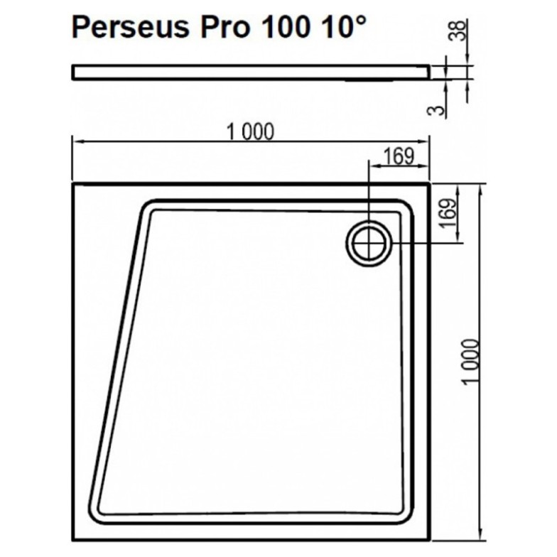 Піддон Perseus Pro 10 ° 100x100 Ravak  (XA05AA01010)