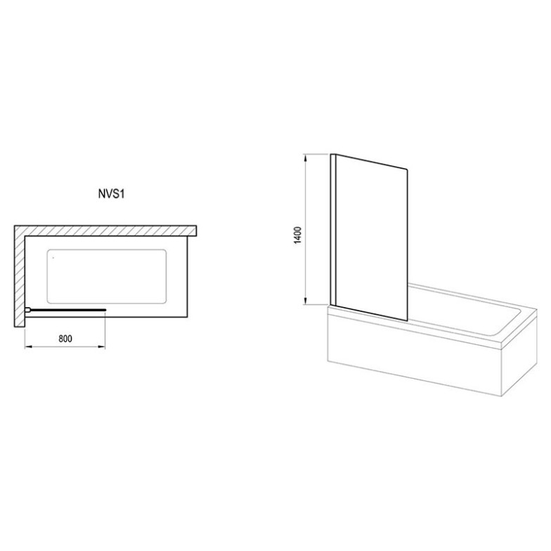 Шторка для ванни NVS 1-80 Ravak  (7O840C00Z1)