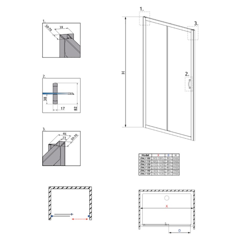 Душові двері Premium Plus DWJ 140 фабрік Radaway  (33313-01-06N)