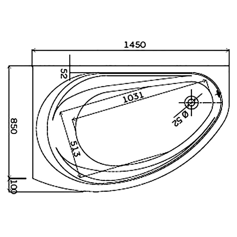 Ванна Supero 145x85 з ніжками отвір зливу справа Kolo  (5534000)