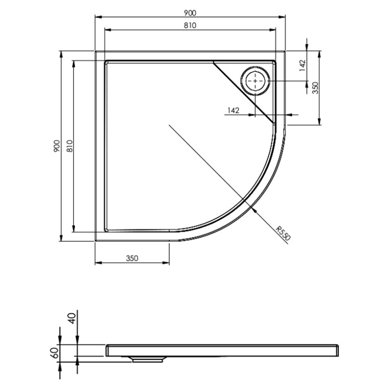 Піддон Malaga Rondo 90 Roca  (A276260000)