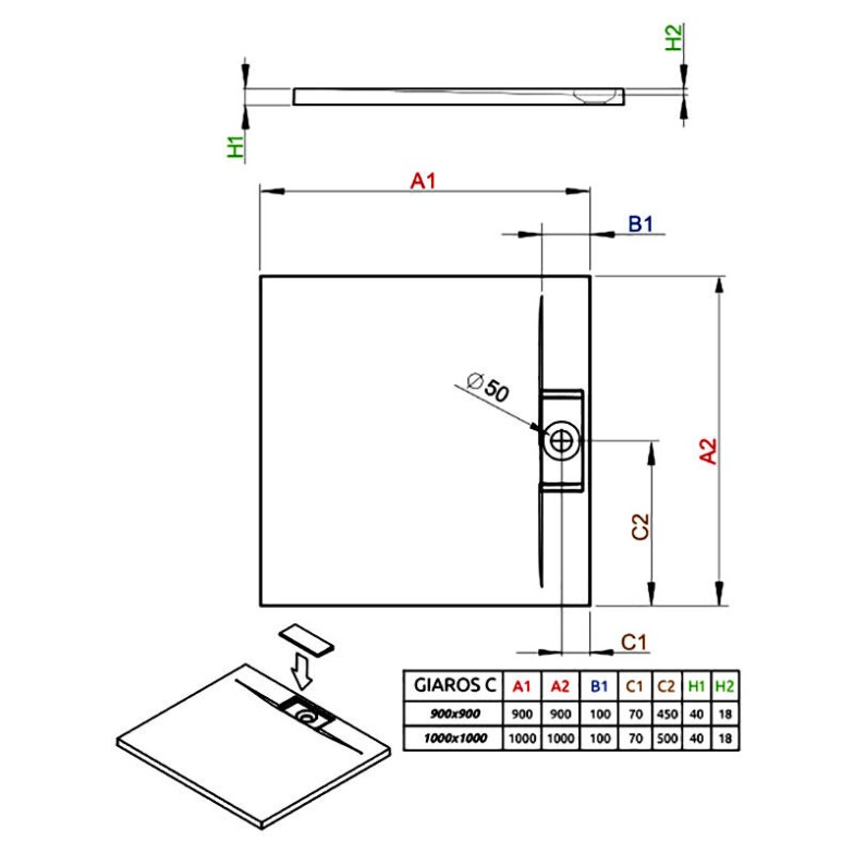 Піддон Giaros C 100x100 Radaway  (M3GRC1010)