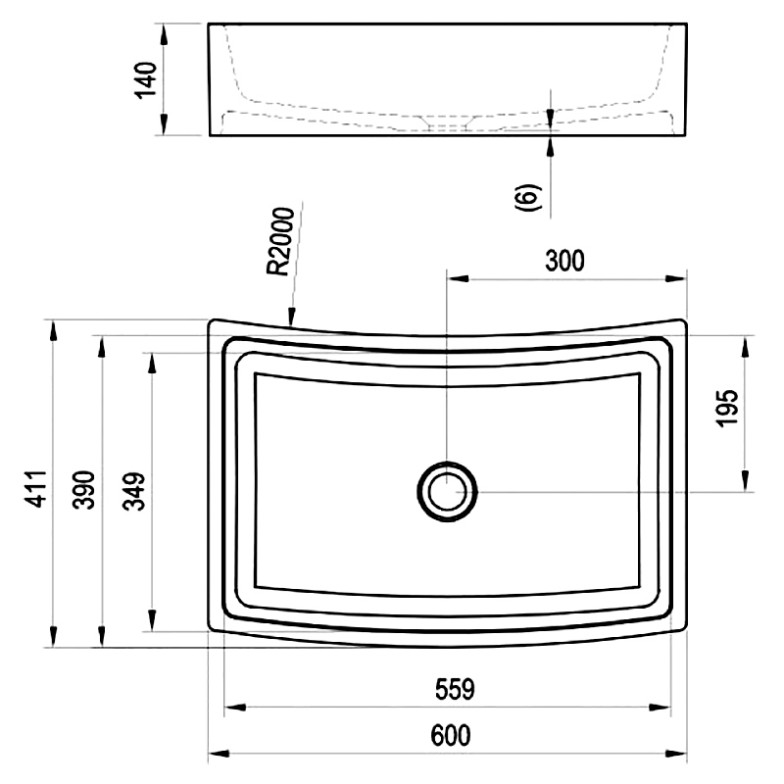 Раковина Formy 02 60 D накладна Ravak  (XJM01260000)