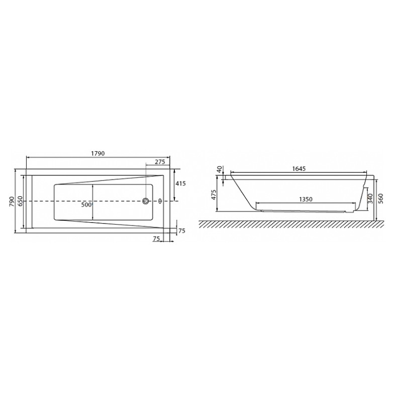 Ванна Mirella 180x80 з ніжками Radaway  (WA1-48-180x080)