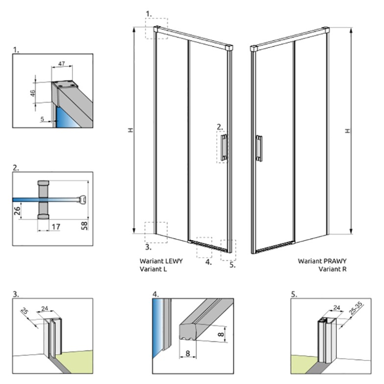 Душові двері Idea DWJ 100 L Radaway  (387014-01-01L)