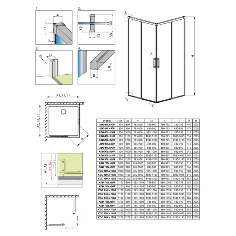 Душова стінка Idea KDD 80 L Radaway  (387061-54-01L)