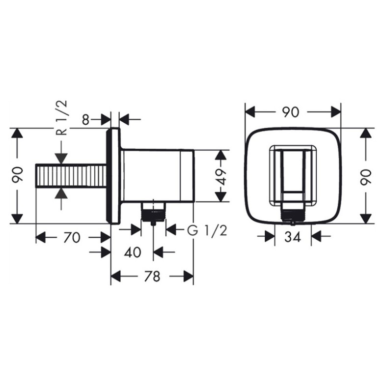 Тримач для лійки Fixfit Square з підключенням HansGrohe  (26486000)