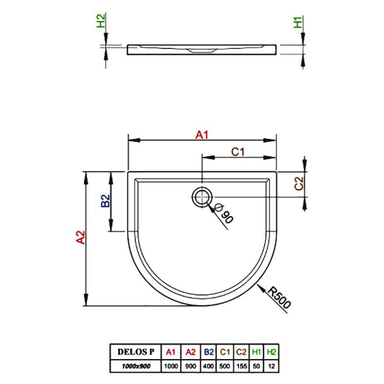 Піддон Delos P 100x90 Radaway  (4Z19035-03N)